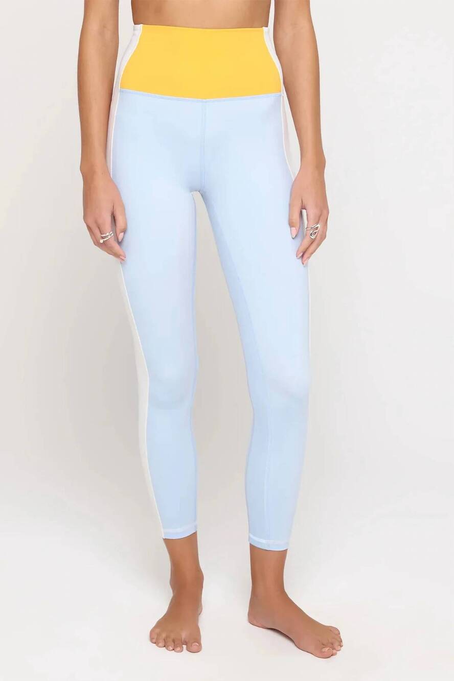 NEW SPIRITUAL GANGSTER cora color block 7/8 legging in blue/yellow/white
